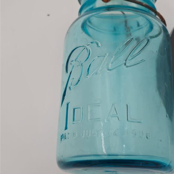 Vintage 1‎ Qt Blue Ball Ideal Mason Glass 1908 - Picture 3 of 9